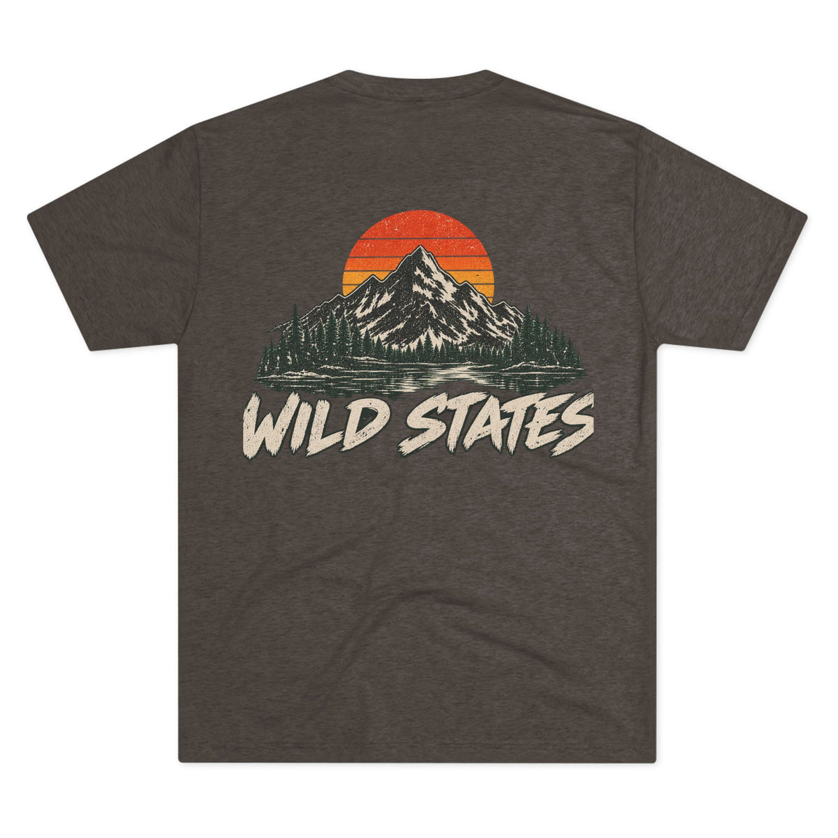 Wild States Mountain T-Shirt — Vintage Sunset Outdoor Adventure Tee