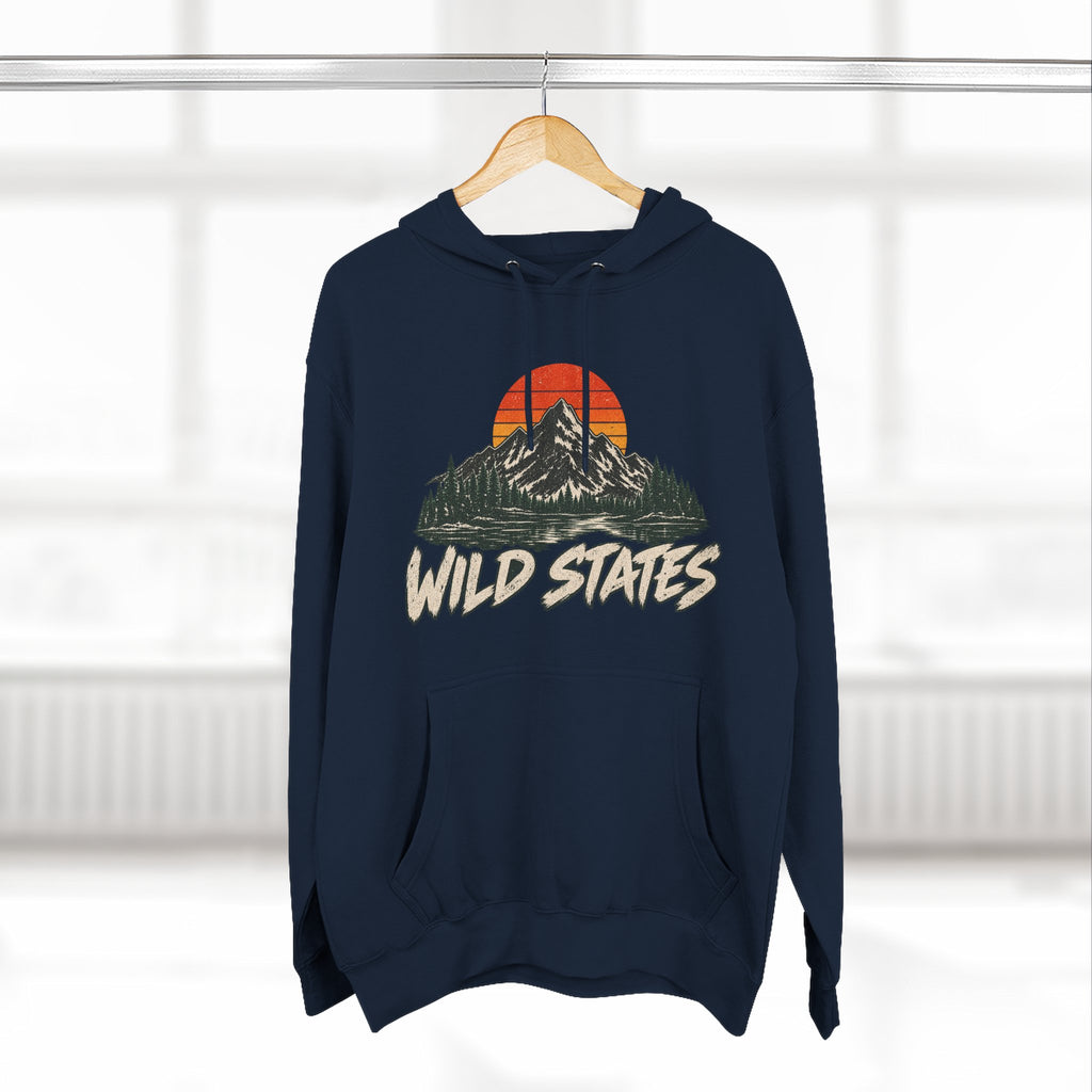 Wild States Mountain Hoodie — Retro Sunset Outdoor Pullover