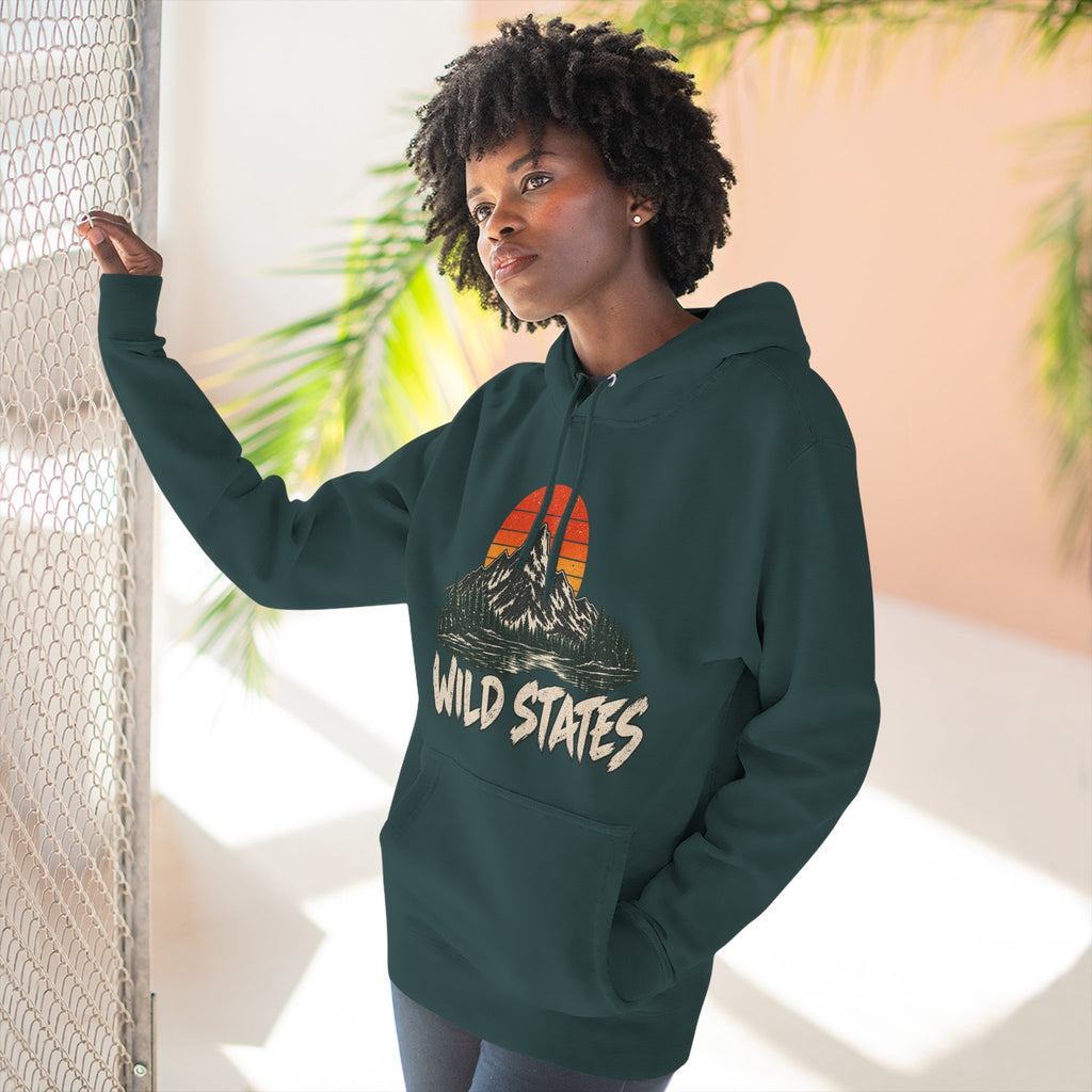 Wild States Mountain Hoodie — Retro Sunset Outdoor Pullover