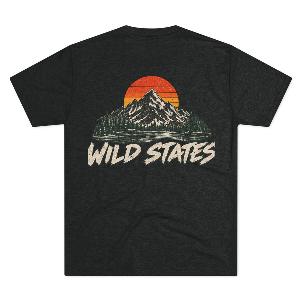 Wild States Mountain T-Shirt — Vintage Sunset Outdoor Adventure Tee