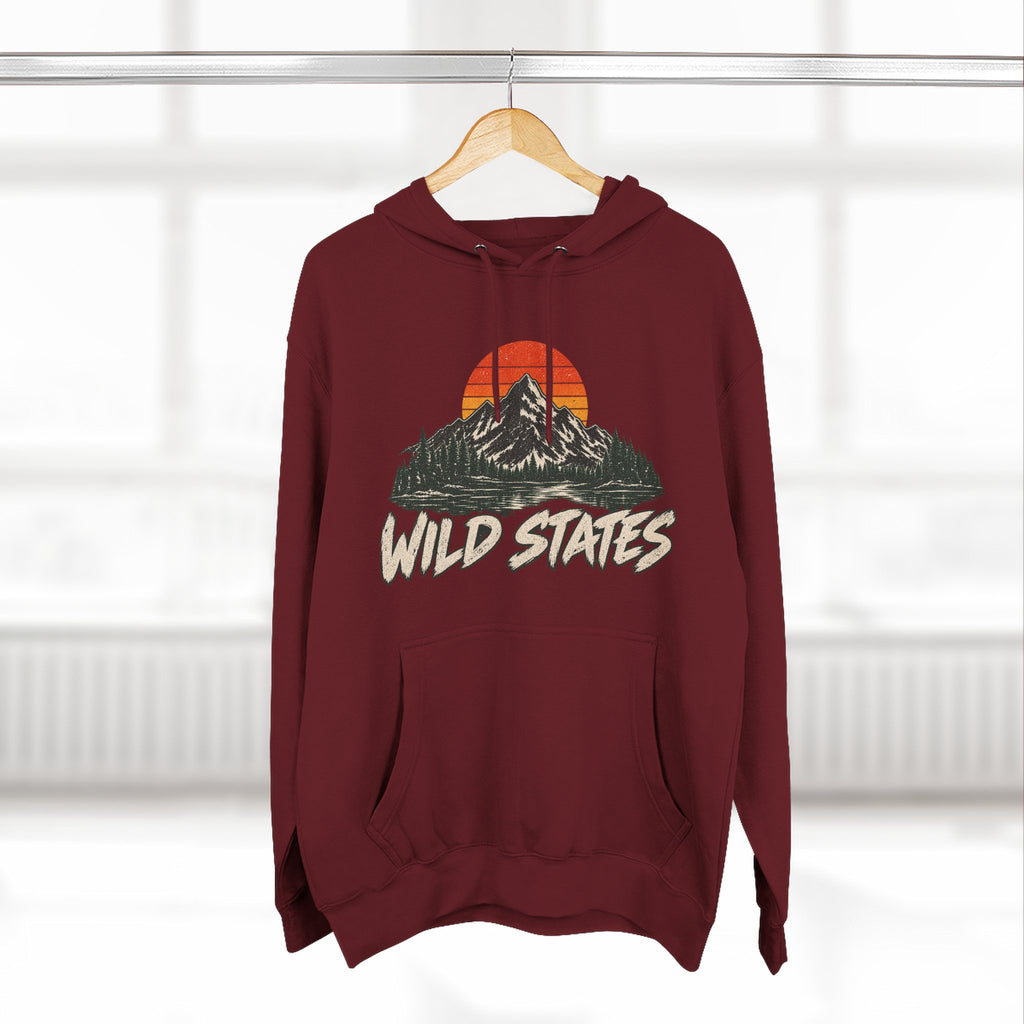 Wild States Mountain Hoodie — Retro Sunset Outdoor Pullover