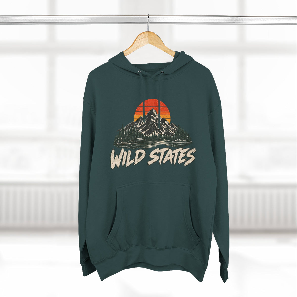 Wild States Mountain Hoodie — Retro Sunset Outdoor Pullover