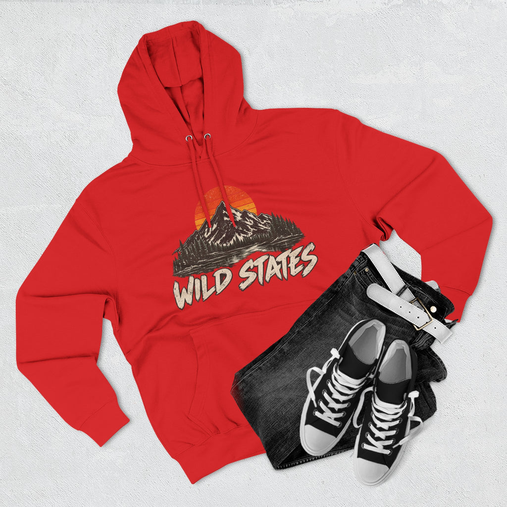 Wild States Mountain Hoodie — Retro Sunset Outdoor Pullover