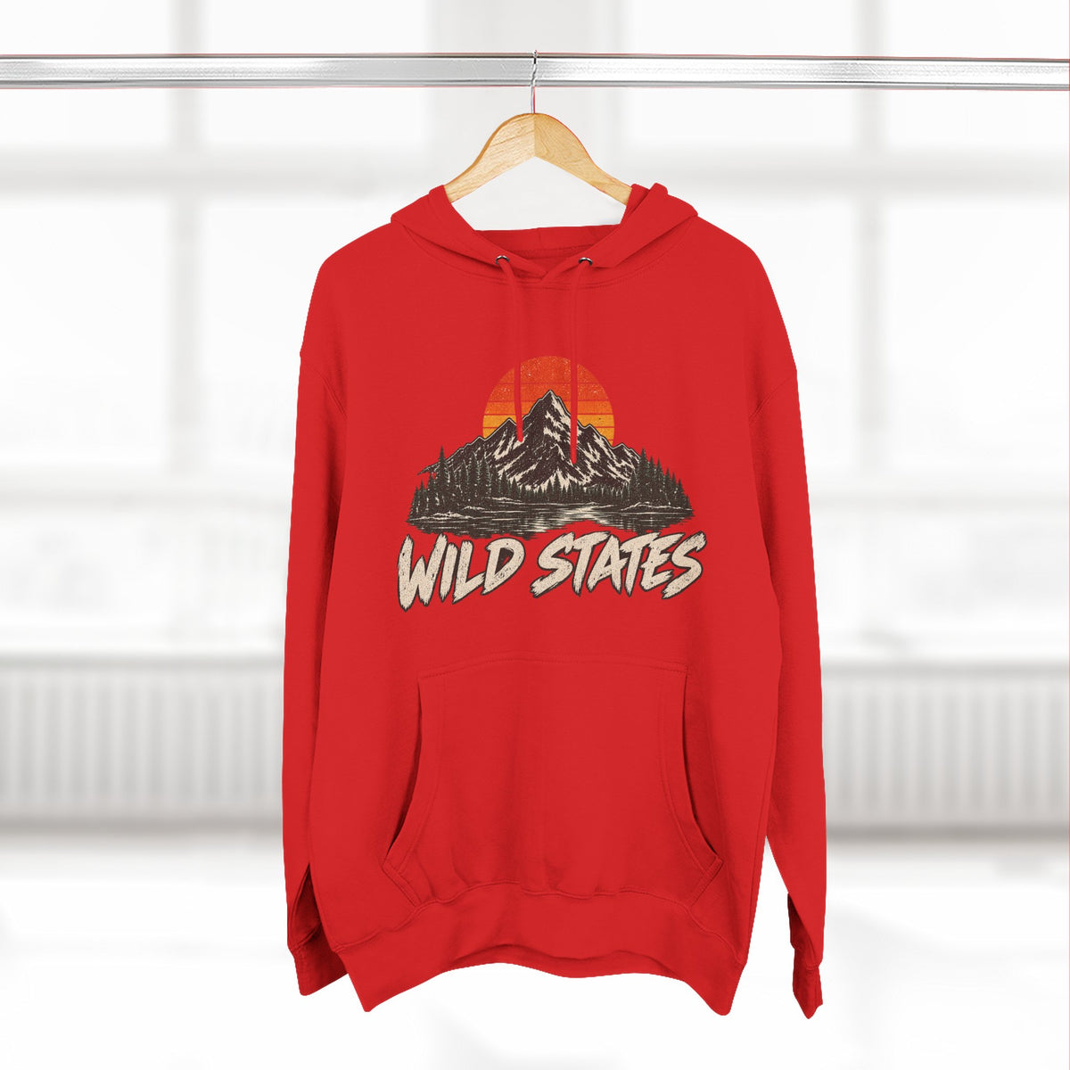 Wild States Mountain Hoodie — Retro Sunset Outdoor Pullover
