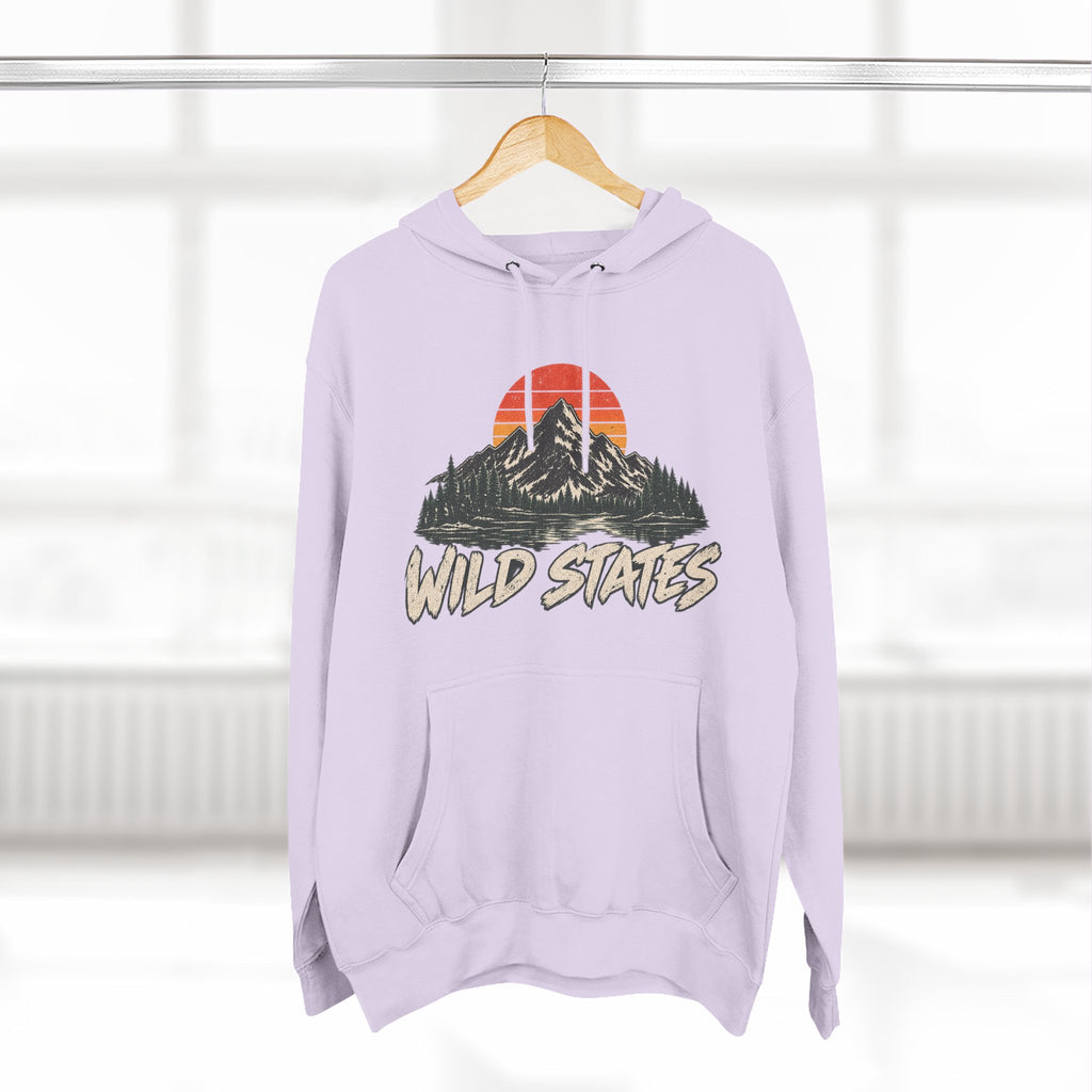 Wild States Mountain Hoodie — Retro Sunset Outdoor Pullover