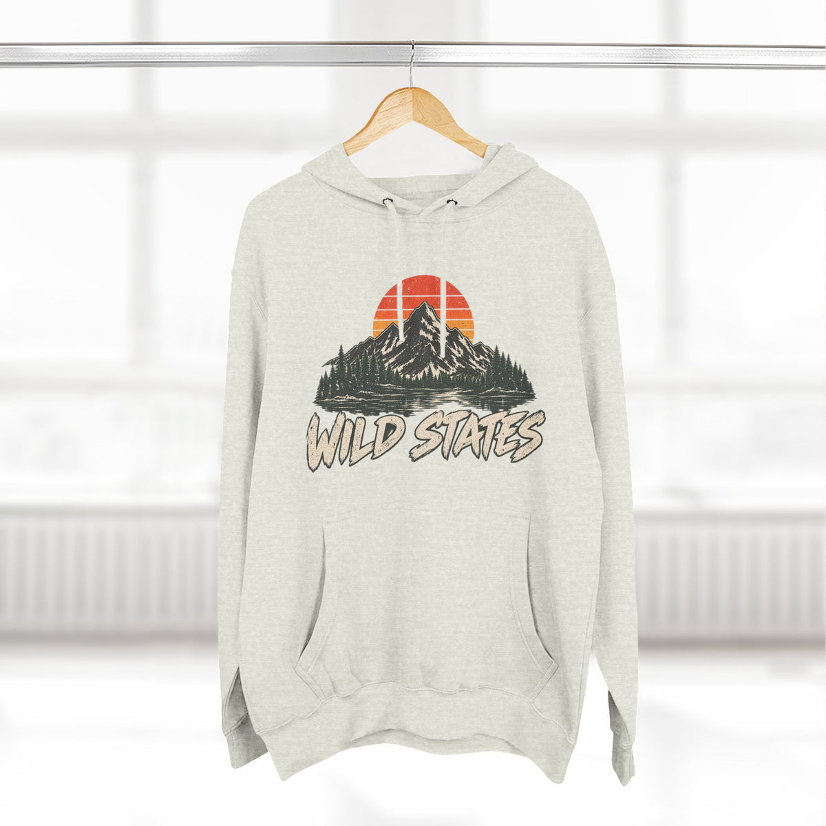 Wild States Mountain Hoodie — Retro Sunset Outdoor Pullover