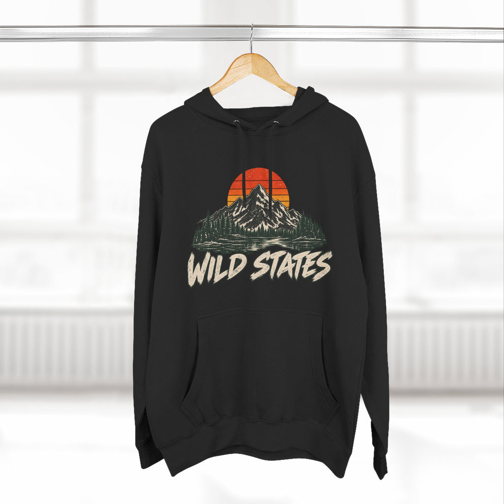 Wild States Mountain Hoodie — Retro Sunset Outdoor Pullover