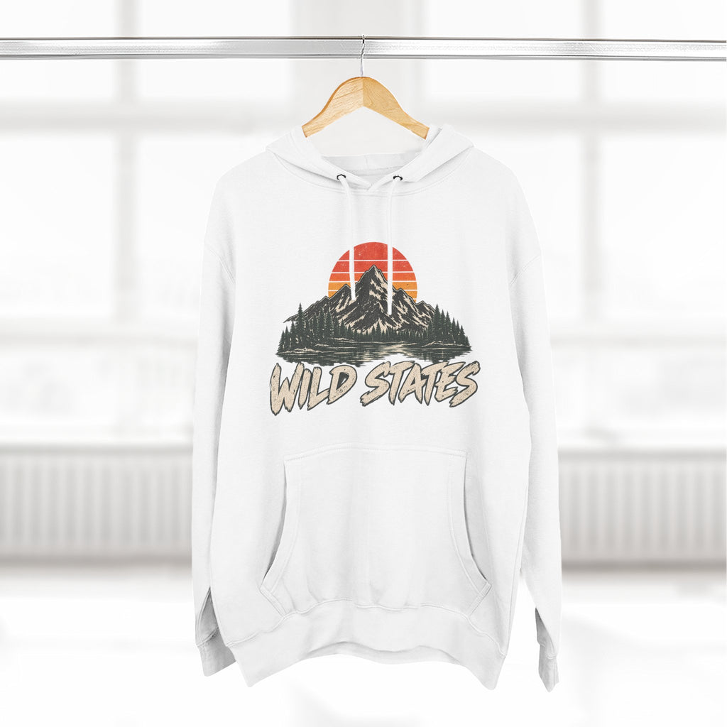 Wild States Mountain Hoodie — Retro Sunset Outdoor Pullover