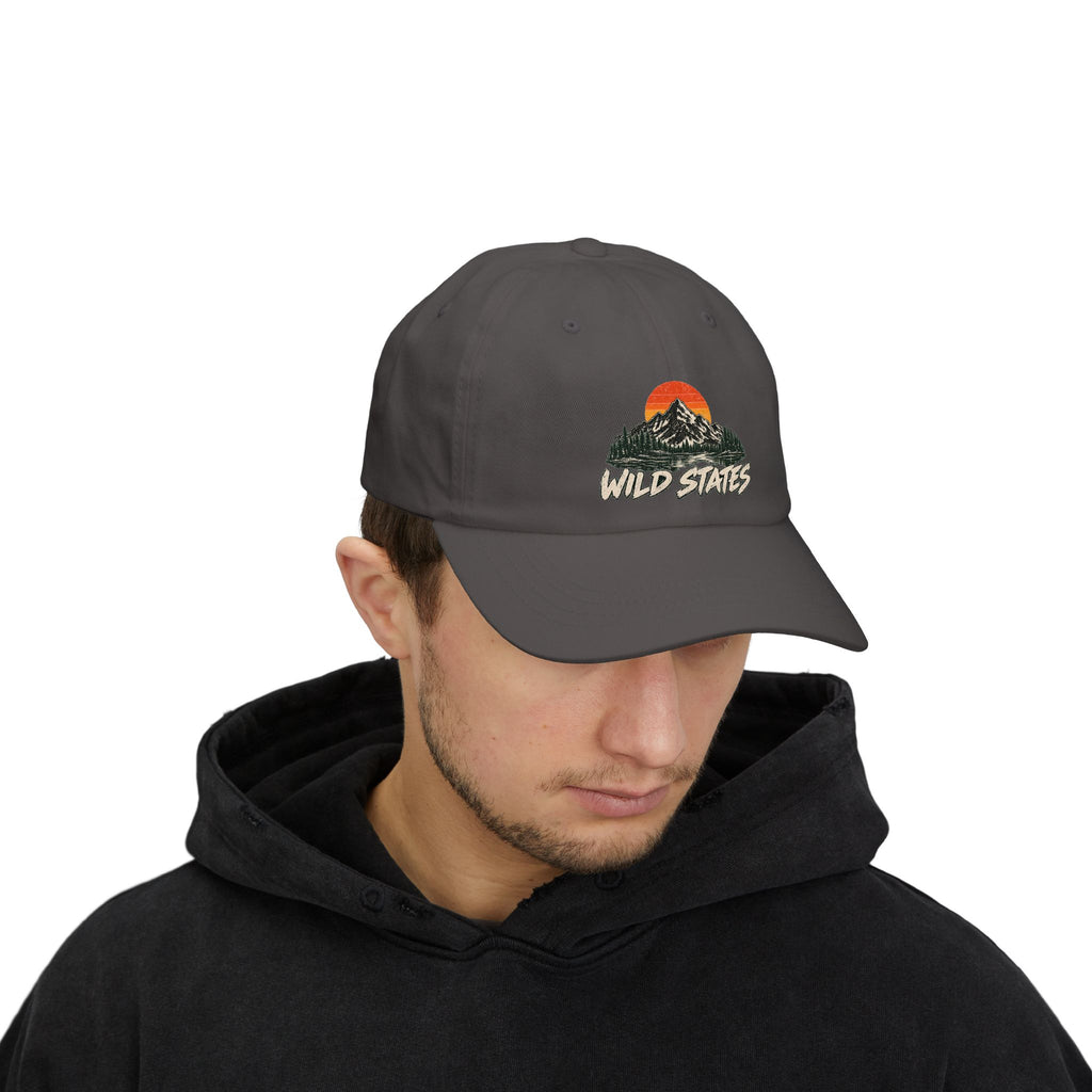 Dad Cap — 'Wild States' Mountain Sunset Embroidered Hat