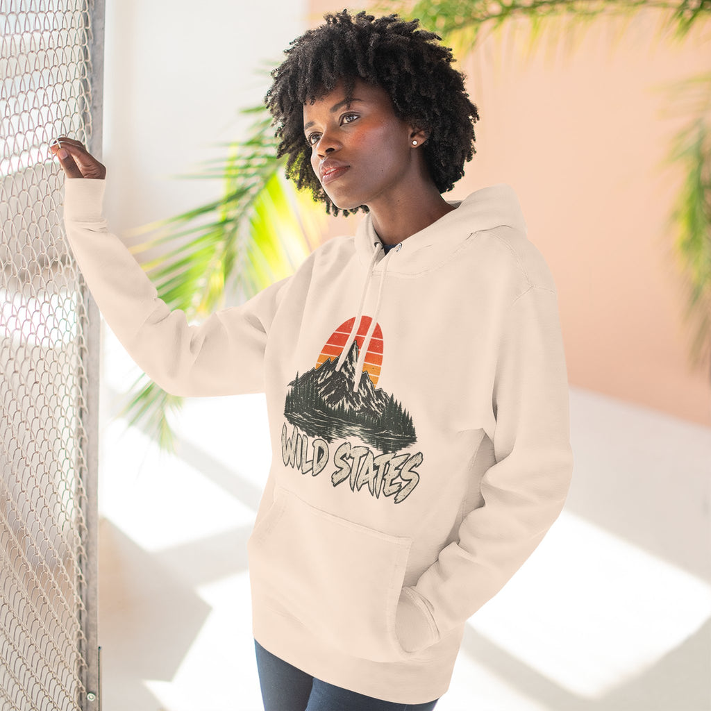 Wild States Mountain Hoodie — Retro Sunset Outdoor Pullover
