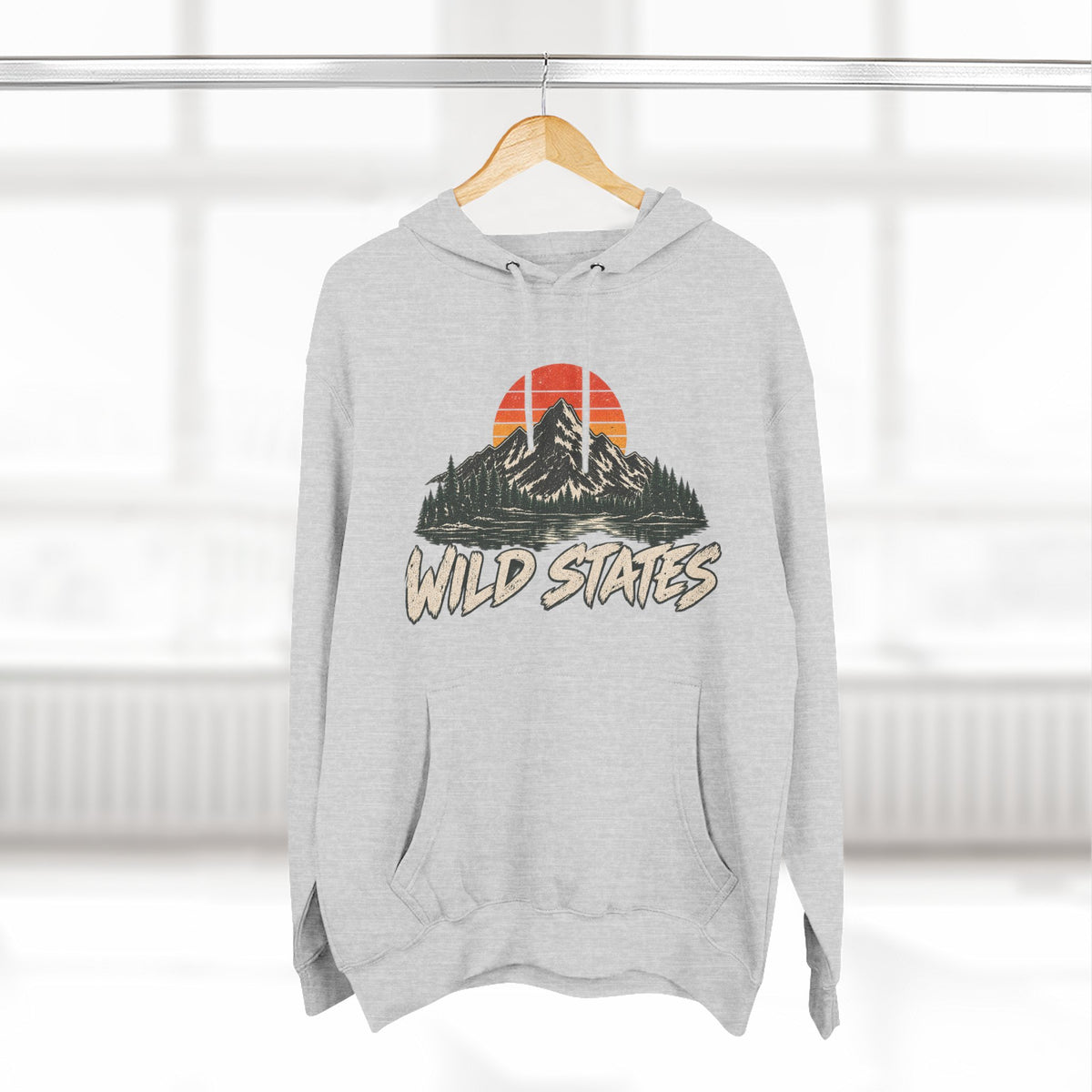 Wild States Mountain Hoodie — Retro Sunset Outdoor Pullover