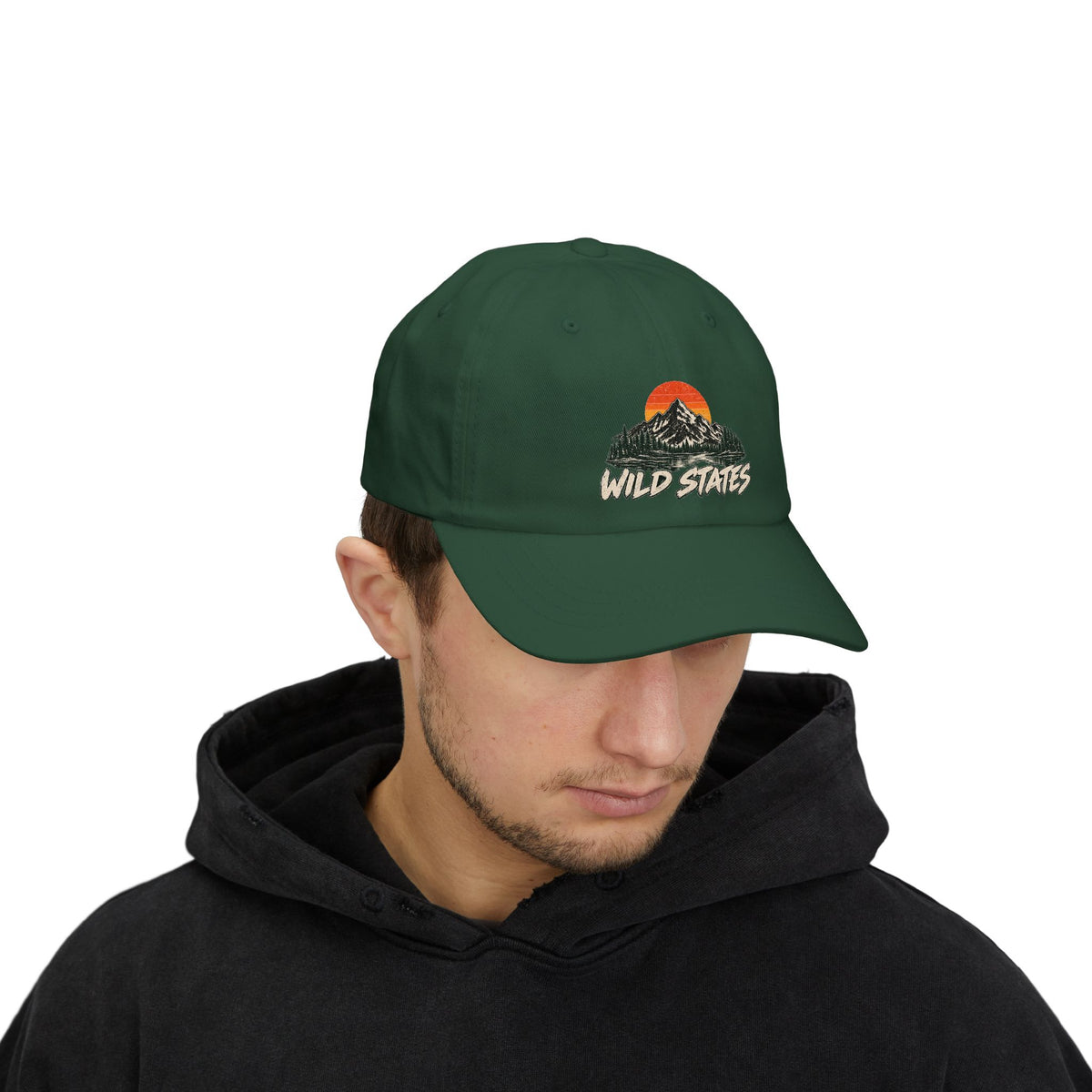 Dad Cap — 'Wild States' Mountain Sunset Embroidered Hat