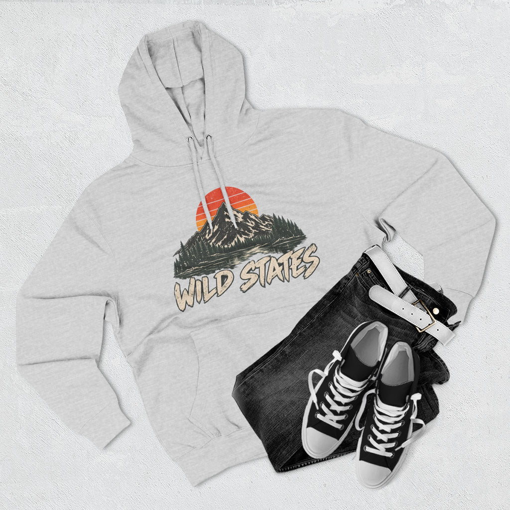Wild States Mountain Hoodie — Retro Sunset Outdoor Pullover