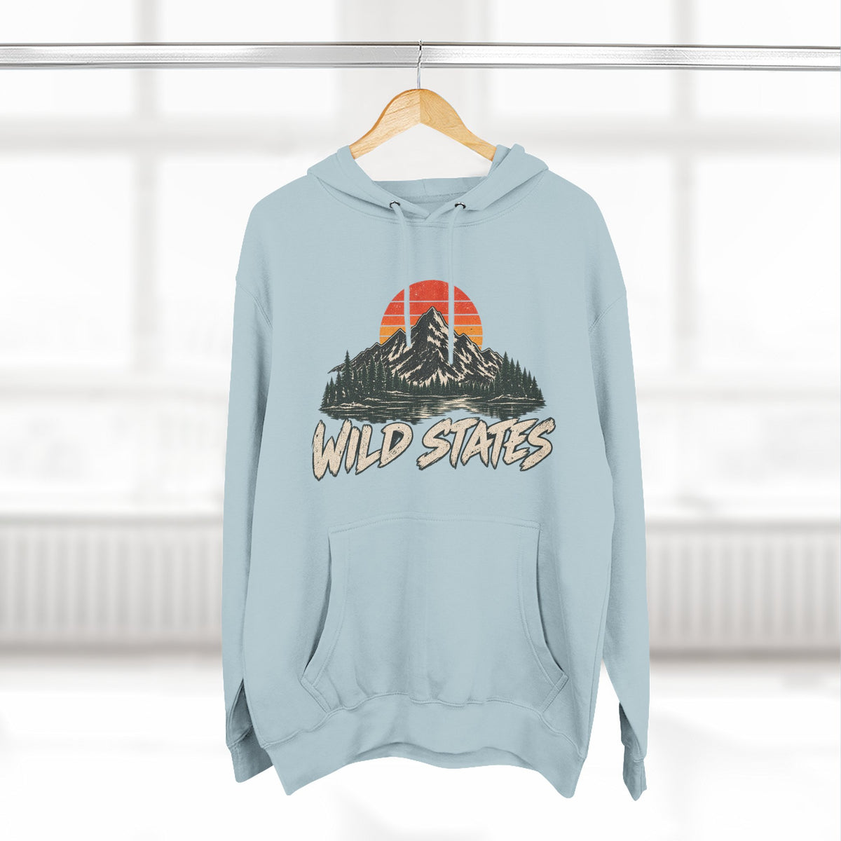 Wild States Mountain Hoodie — Retro Sunset Outdoor Pullover