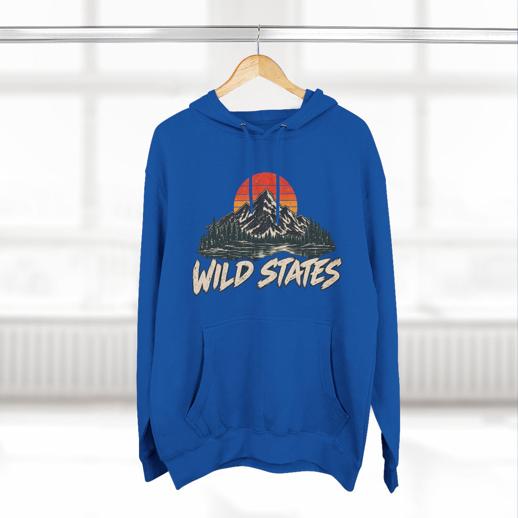 Wild States Mountain Hoodie — Retro Sunset Outdoor Pullover