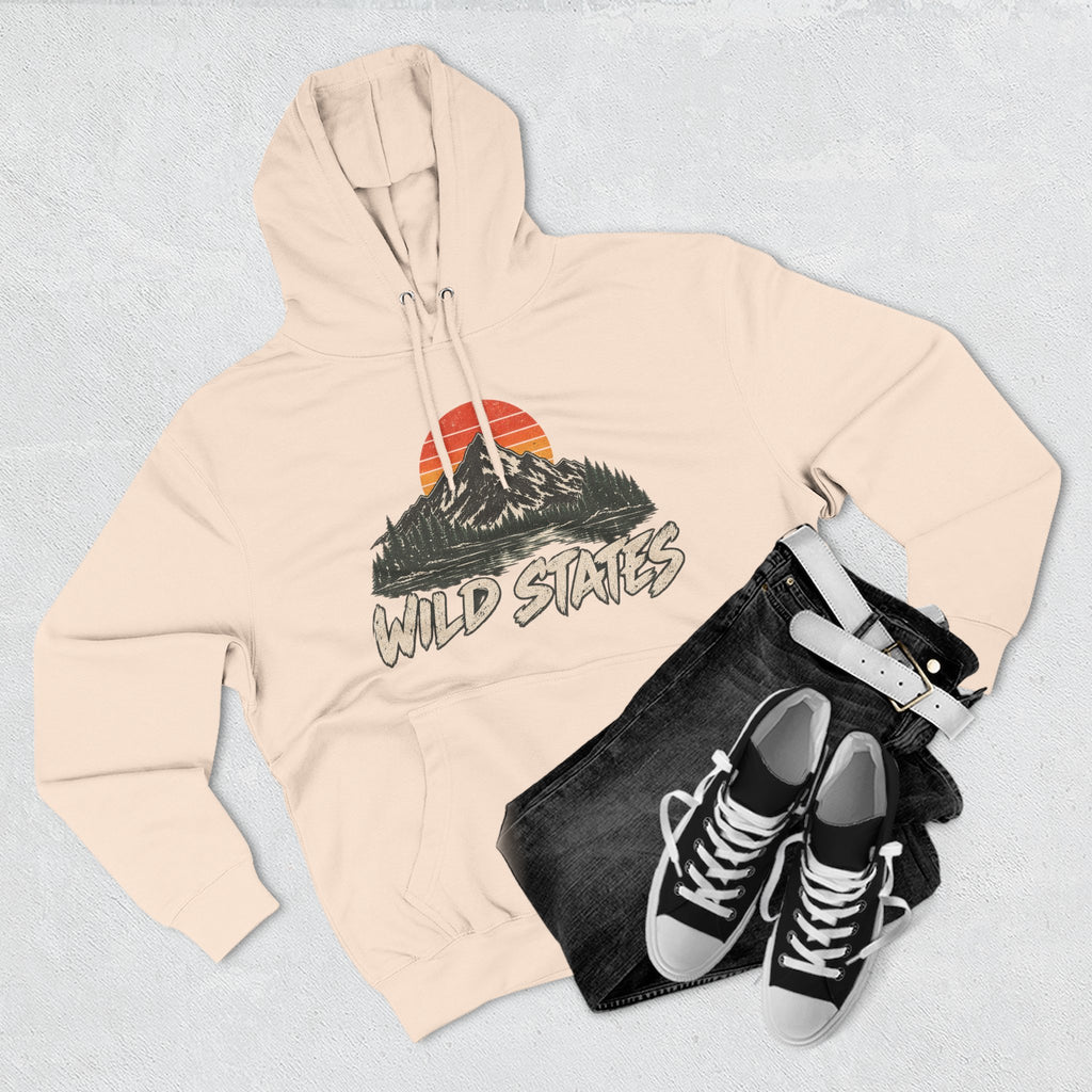 Wild States Mountain Hoodie — Retro Sunset Outdoor Pullover