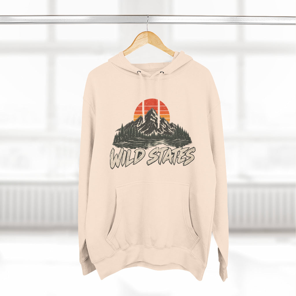 Wild States Mountain Hoodie — Retro Sunset Outdoor Pullover