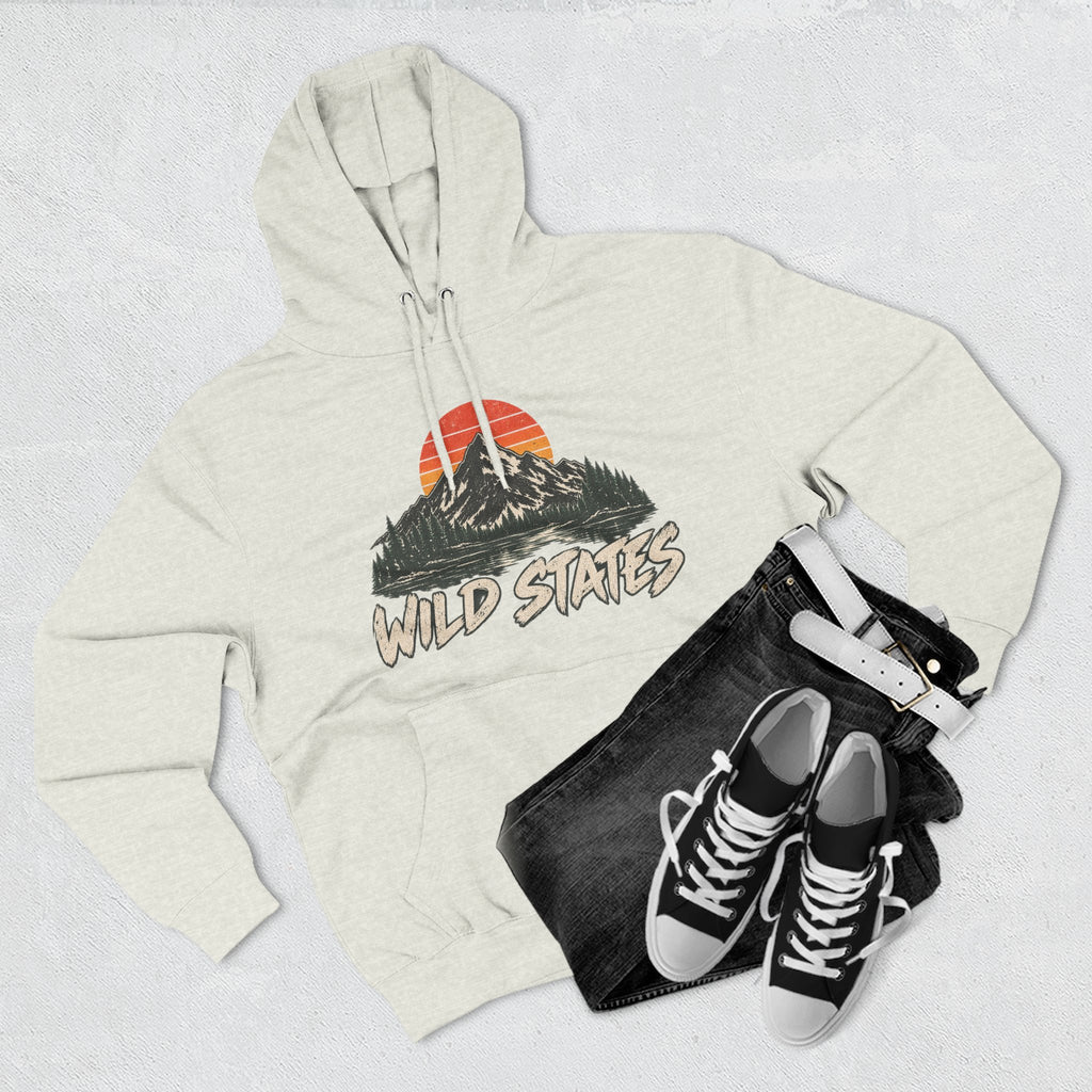 Wild States Mountain Hoodie — Retro Sunset Outdoor Pullover