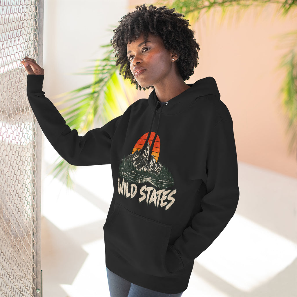 Wild States Mountain Hoodie — Retro Sunset Outdoor Pullover