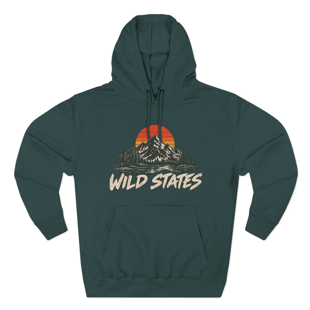 Wild States Mountain Hoodie — Retro Sunset Outdoor Pullover