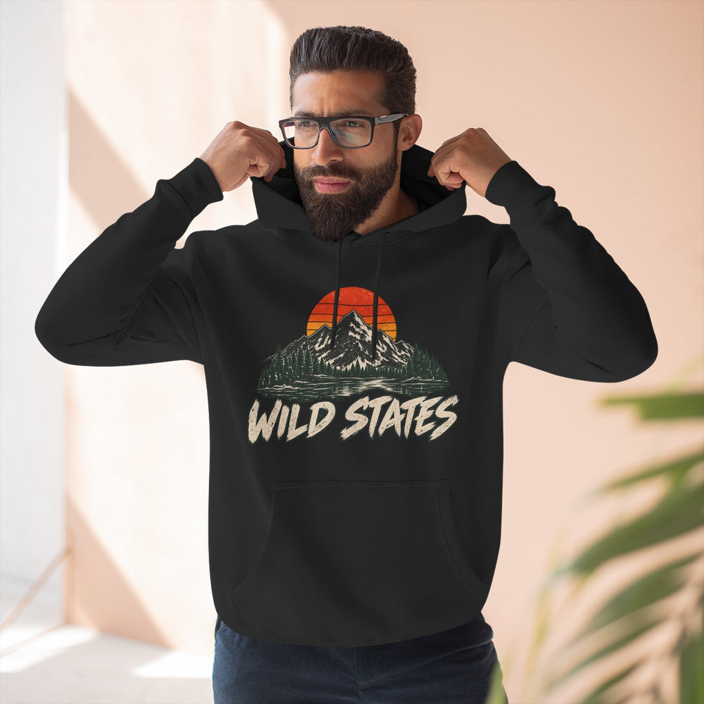 Wild States Mountain Hoodie — Retro Sunset Outdoor Pullover