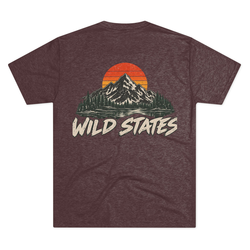 Wild States Mountain T-Shirt — Vintage Sunset Outdoor Adventure Tee